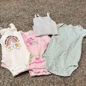 Carter's Girls One-Piece Set - Cream, Pink, Light Gray, Mint Green